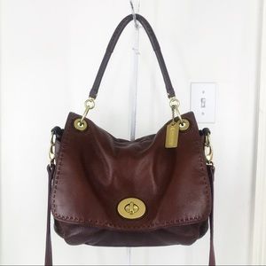 Coach Brown Leather Hobo Bag with Gold Accents